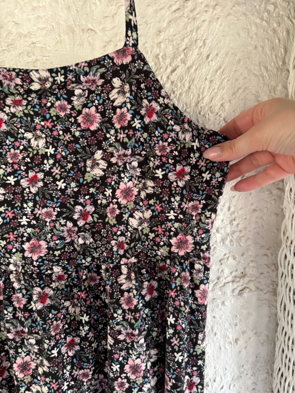 SO Black Floral Spaghetti-Strap Maxi Dress with Pink Accents - Picture 3 of 12